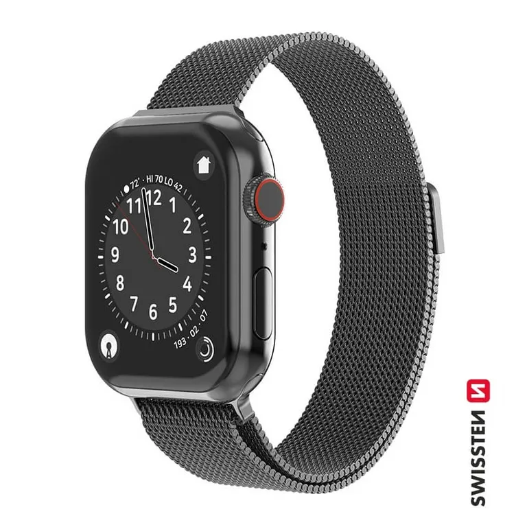 Swissten - Apple Watch milánói szíj, 42-44 mm, fekete