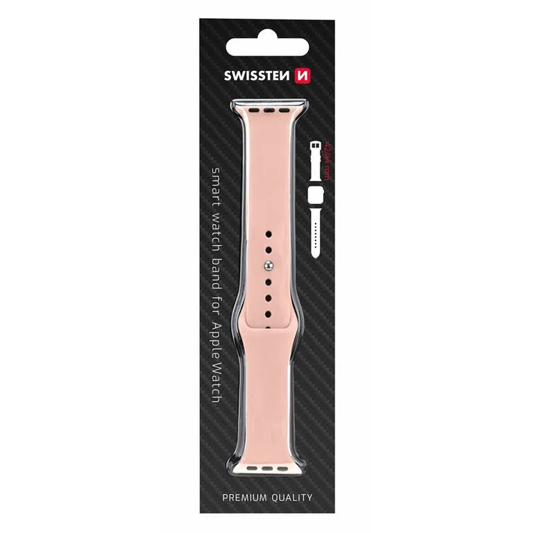 Swissten - Apple Watch szilikon szíj, 42-44 mm, rózsaszín homok
