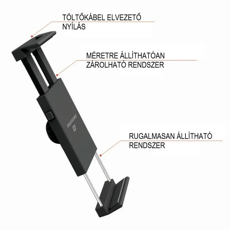 Swissten - autós tablet tartó mûszerfalra, szélvédőre, T1-HK