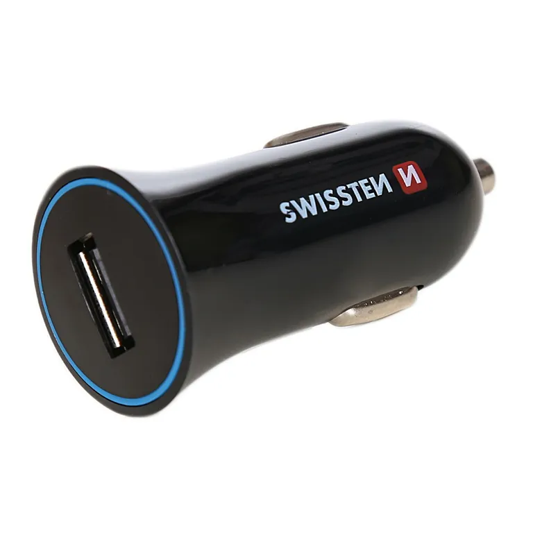 Swissten - autós töltő, 1 USB port, mikro USB kábellel, 1 A, fekete