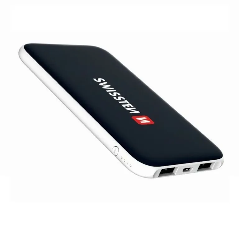 Swissten - black core slim power bank, 5000 mAh, mikro USB input, 2 USB output, Smart IC