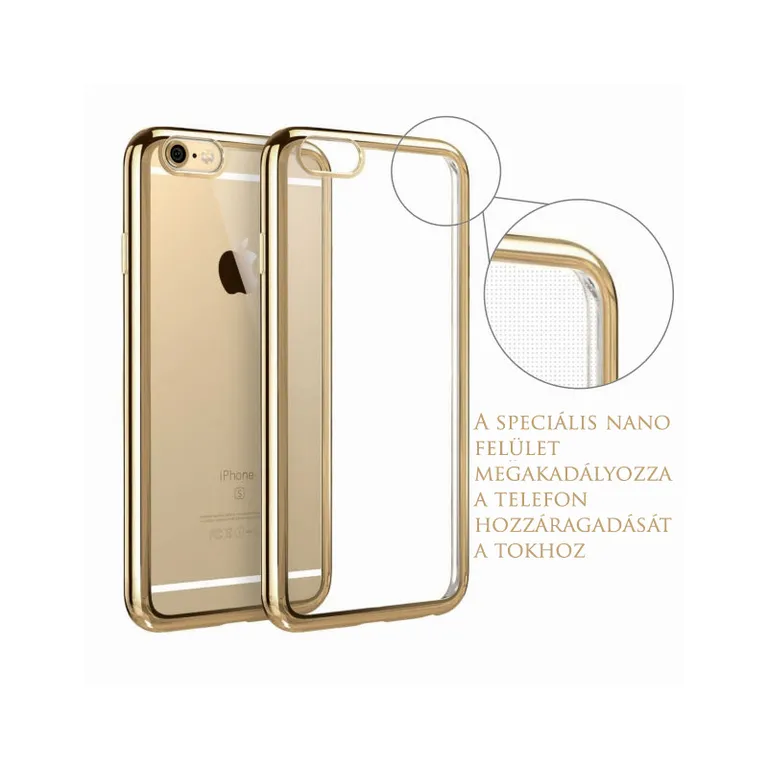 Swissten - Electro Jelly tok Apple IPhone X átlátszó, arany szegéllyel