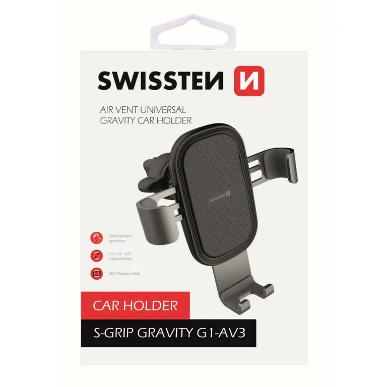 Swissten - Gravitációs autós tartó szellőzőrácsra, G1-AV3