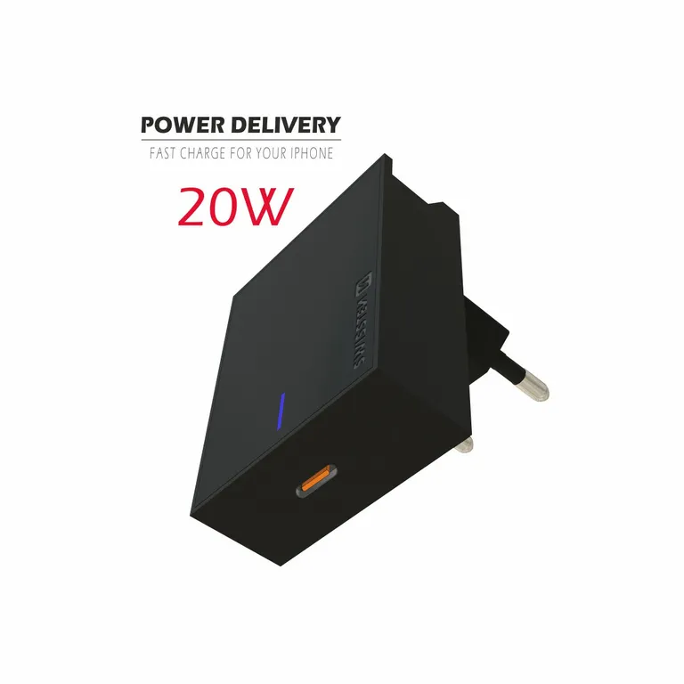 Swissten - hálózati töltő adapter Power Delivery 20W, iPhone 12, fekete