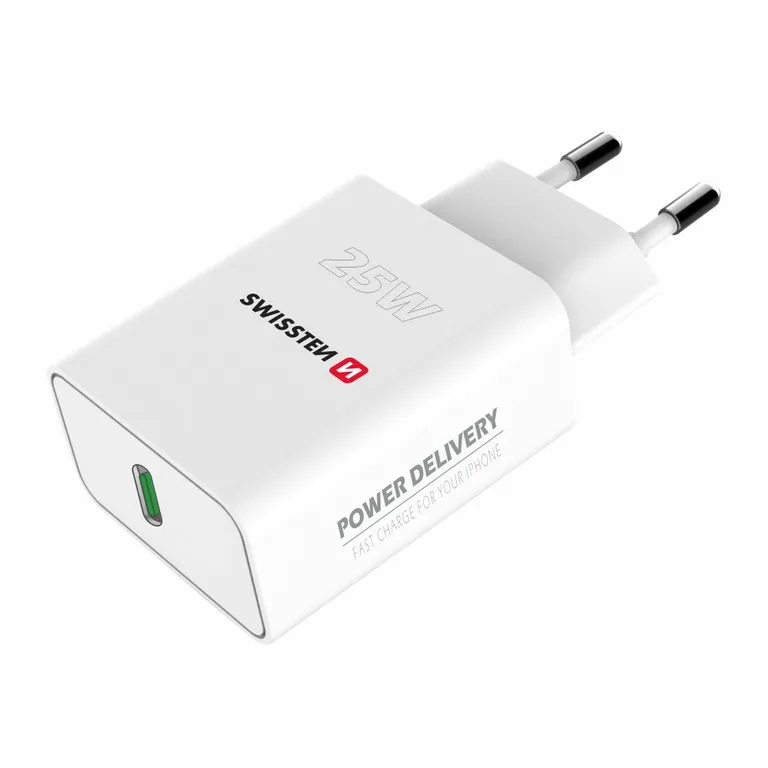 Swissten - hálózati töltő adapter PowerDelivery 25W, iPhone + Samsung, fehér