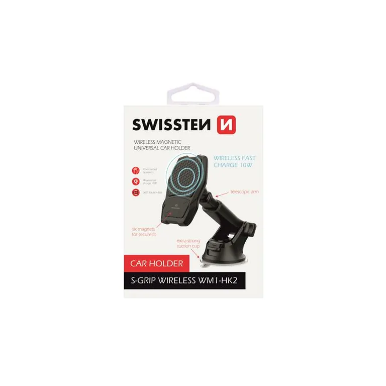 Swissten - mágneses autós tartó és QI töltő mûszerfalra, WM1-HK2