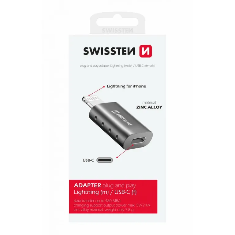 Swissten - plug&play adapter lightning to USB-C