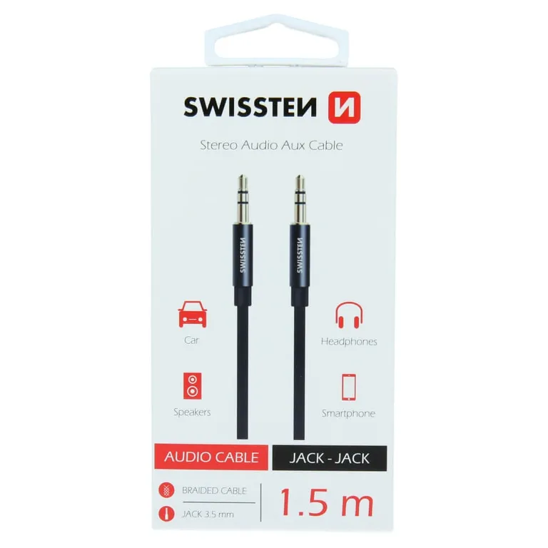 Swissten - sztereó audio aux kábel (jack-jack)