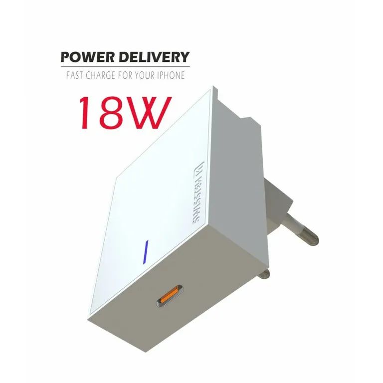 Swissten - USB-C Power Delivery 3.0 hálózati töltő adapter iPhone-hoz, 18W, fehér