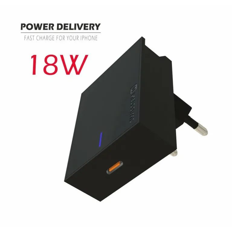 Swissten - USB-C Power Delivery 3.0 hálózati töltő adapter iPhone-hoz, 18W, fekete