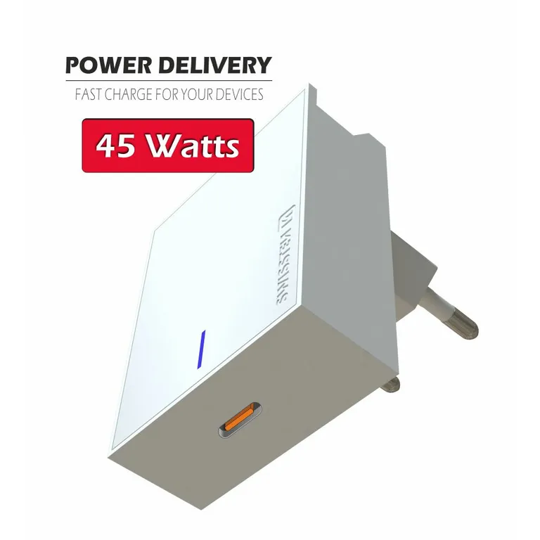 Swissten - USB-C Power Delivery 45W hálózati gyorstöltő, laptop, tablet, telefon, fehér