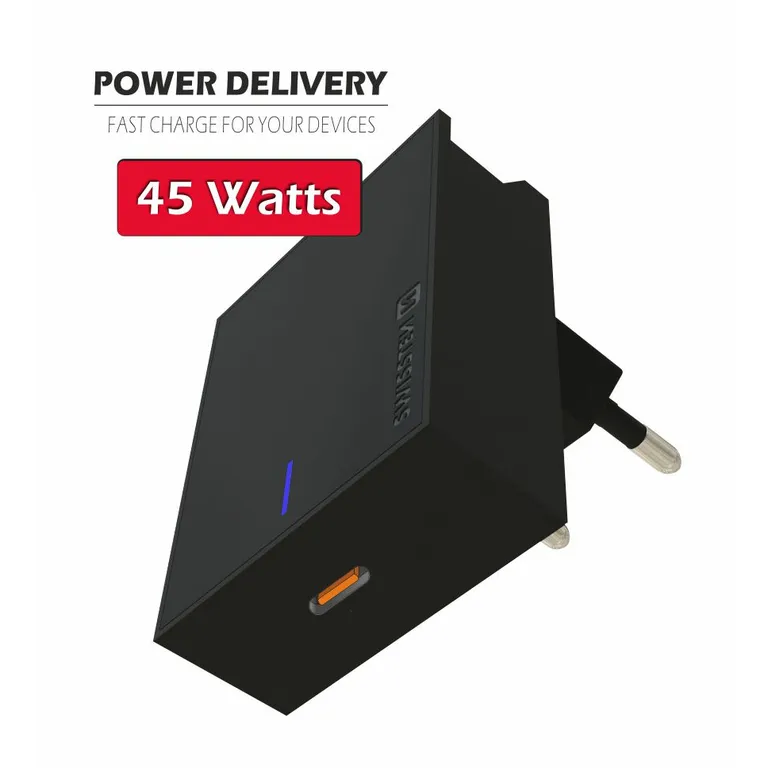 Swissten - USB-C Power Delivery 45W hálózati gyorstöltő, laptop, tablet, telefon, fekete