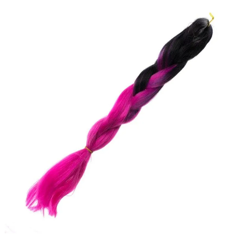 Szintetikus haj szivárvány ombre fekete és rózsaszínű