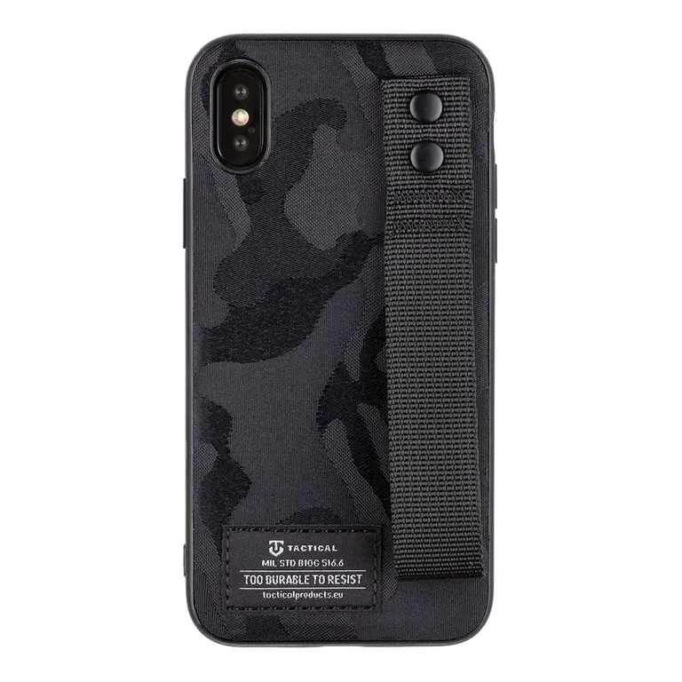 Taktikai Camo Troop Drag Strap Kryt pro Apple iPhone X/XS fekete tok