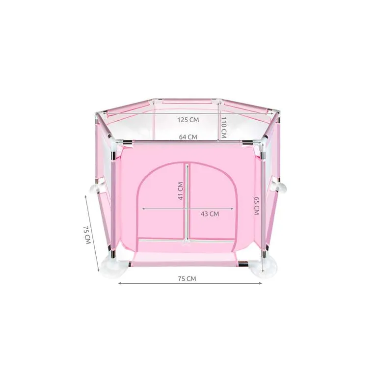 Textil Playpen 115x65 cm világos rózsaszín