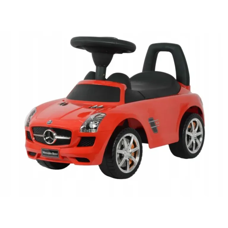 Lábbal hajtható multifunkcionális Mercedes játékautó interaktív kormánnyal, 67x29x37 cm, fekete-piros
