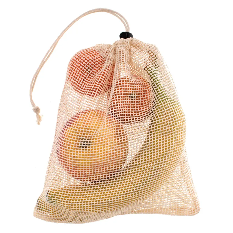 Újrafelhasználható szerves hálós zacskó zöldségekhez gyümölcsökhöz szárított gombákhoz 30x35cm