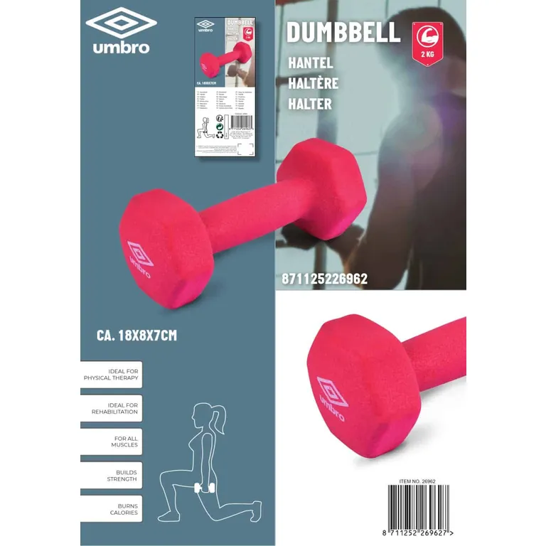 Umbro fitness súlyzó 2 kg, piros