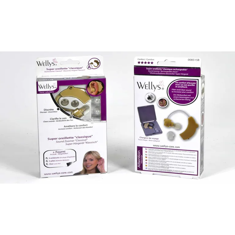 Wellys Classic hallókészülék / hallásjavító tokban, 6,5 x 5 x 1 cm