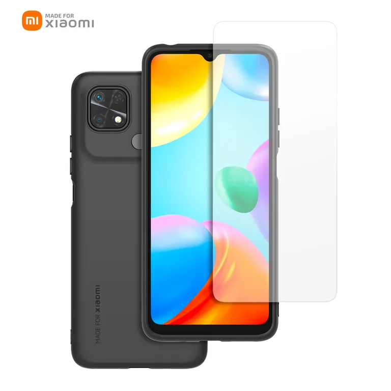 Xiaomi TPU borítás + edzett üveg Xiaomi Redmi 10C fekete színhez tok