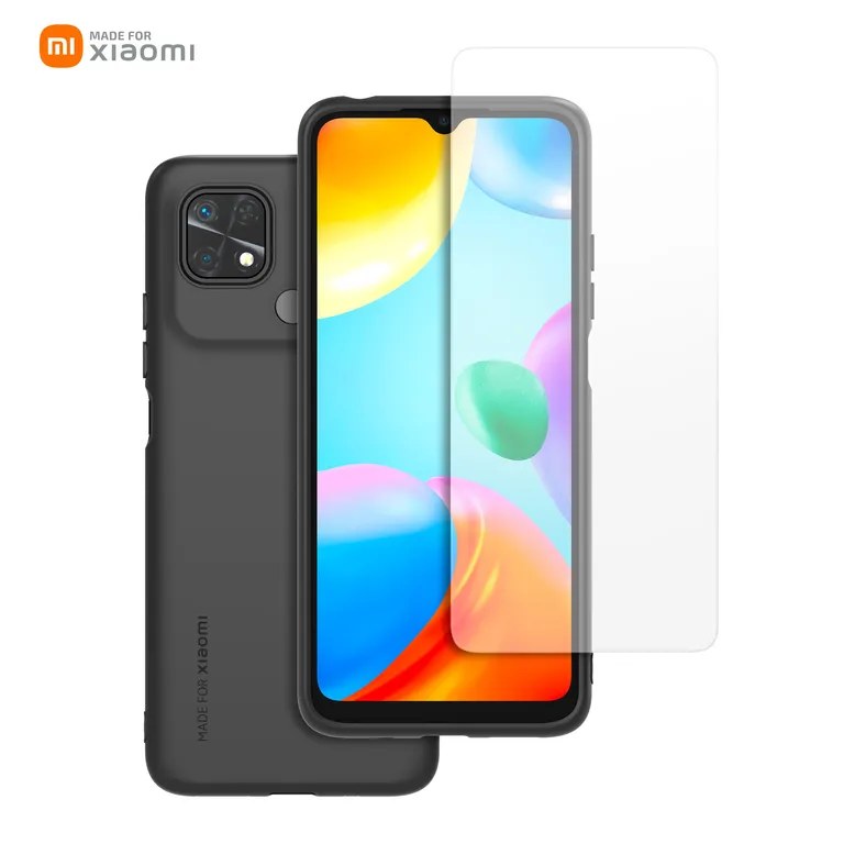 Xiaomi TPU borítás + edzett üveg Xiaomi Redmi 10C fekete színhez tok