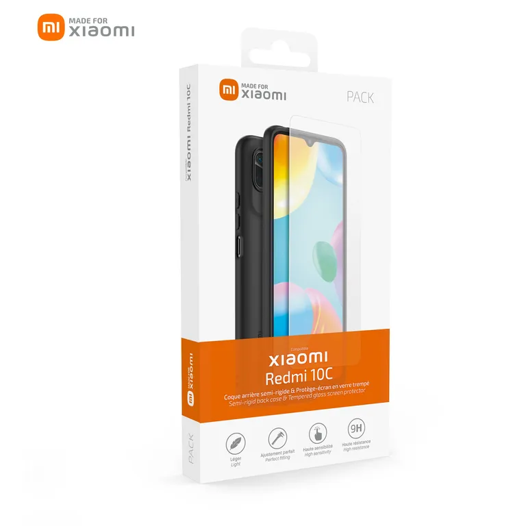 Xiaomi TPU borítás + edzett üveg Xiaomi Redmi 10C fekete színhez tok