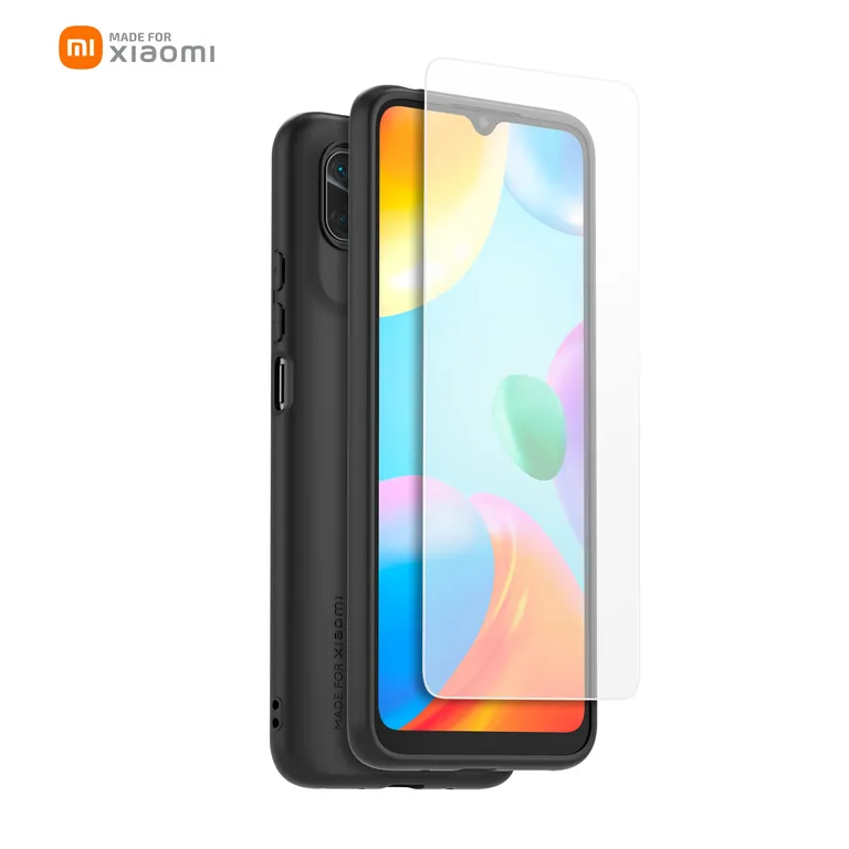 Xiaomi TPU borítás + edzett üveg Xiaomi Redmi 10C fekete színhez tok