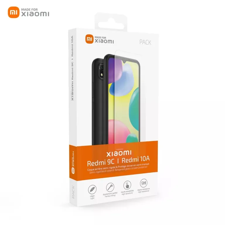 Xiaomi TPU borítás + edzett üveg Xiaomi Redmi 9C/10A Fekete tok