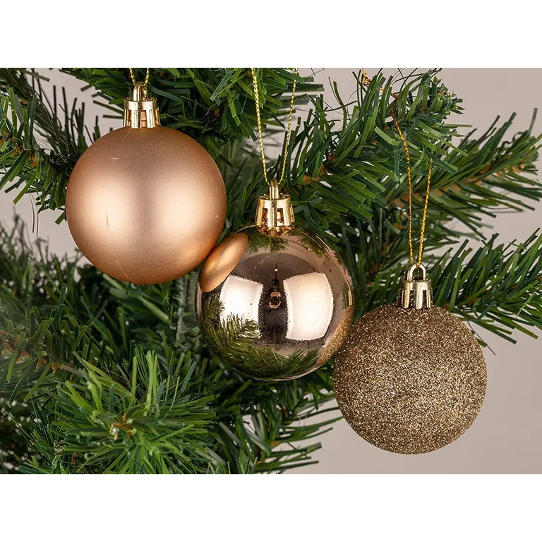 Arany színű karácsonyfadísz készlet - 30 darabos, csillogó, matt és fényes kivitelben