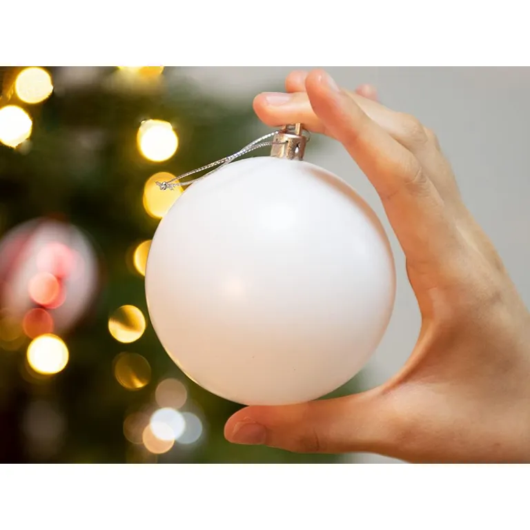 20 darabos 8cm-es fehér karácsonyfadísz gömb készlet - csillogó és sima felülettel