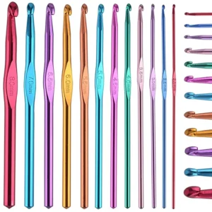 12 darabos horgolótű készlet 2mm-től 8mm-ig, praktikus műanyag tokban