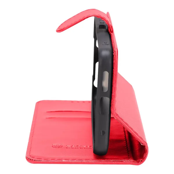 Telefontok Honor X6a - Tactical Field piros szilikon keretes könyvtok mágneses ráhajtófüllel