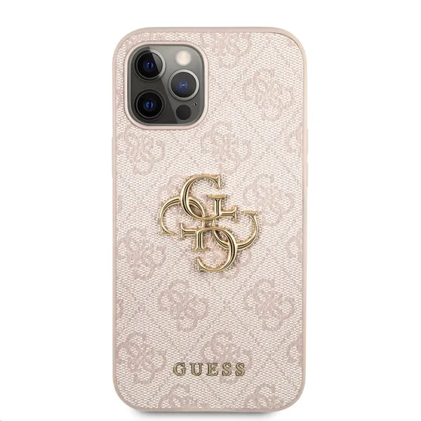 Guess PU 4G fém logós hátlap iPhone 12 Pro Max rózsaszínre