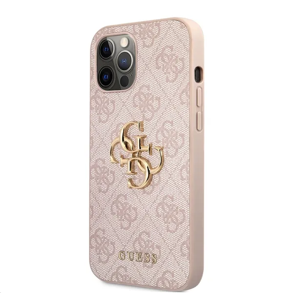 Guess PU 4G fém logós hátlap iPhone 12 Pro Max rózsaszínre