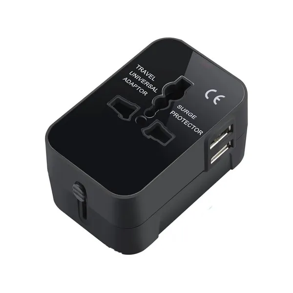 Univerzális Utazó Adapter UK, USA, EU, AUS Aljzatokhoz + 2x USB - Az Ön Világjáró Társa