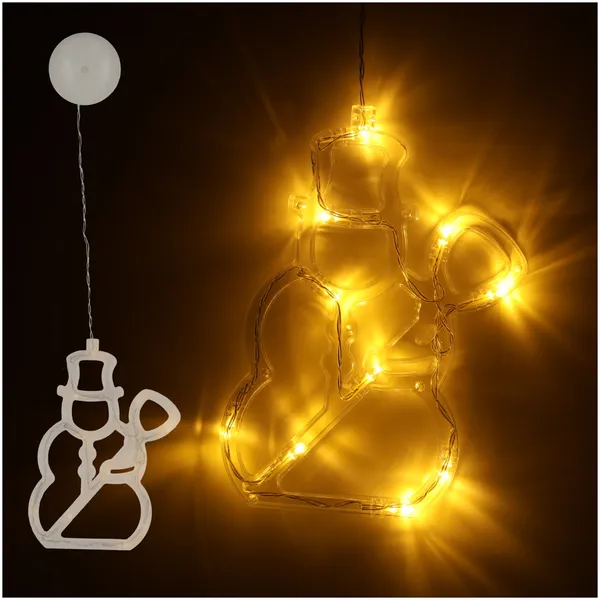 Ablakon Akasztható Karácsonyi Dekoráció, LED-es Hóember, 49cm, 10 LED
