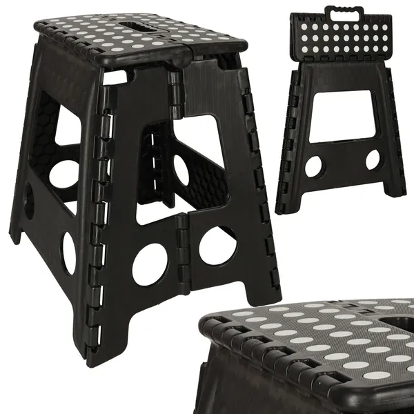 Összecsukható szék, csúszásmentes, 39 cm, fekete