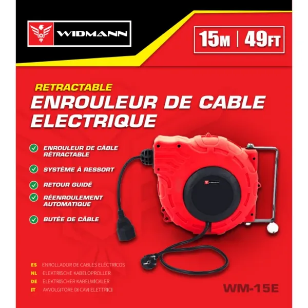 Widmann WM-15E Automata Elektromos Kábelcséve - Vörös és Fekete