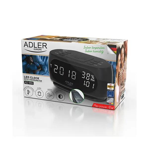 Adler LED Ébresztőóra Hőmérővel (AD 1186)
