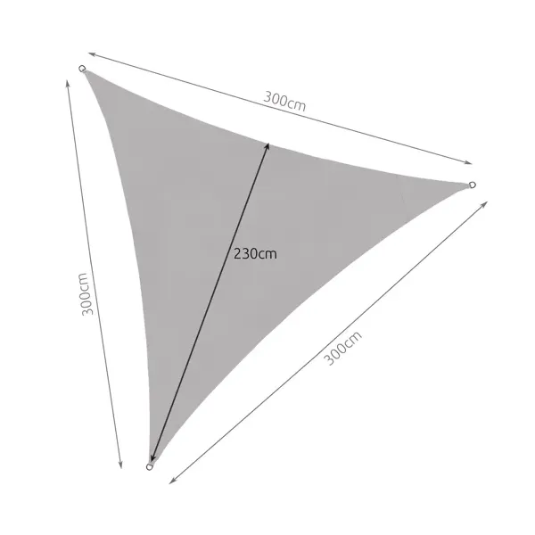 Háromszög Napvitorla 3x3x3m szürke