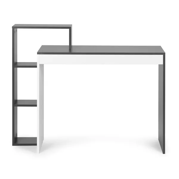 Fehér és szürke irodai számítógépes íróasztal, asztal + könyvespolc 4 polccal | CHDK07-DG