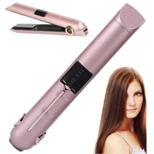 Pink Hajsütővas - kerámia lap, LCD kijelző, 2 az 1-ben, szabályozható hőmérséklet, power bank funkció