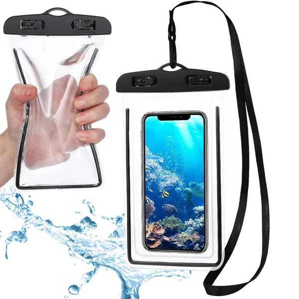 Vízálló fekete telefontok medencéhez, strandra és kajakozáshoz