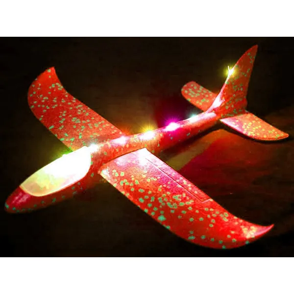 47cm-es világító LED-es polisztirol repülőgép - piros