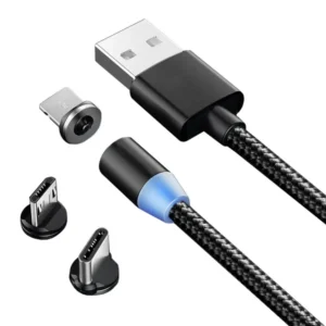 Mágneses töltőkábel 3in1 - Micro USB, Type-C, Lightning - 1 méter
