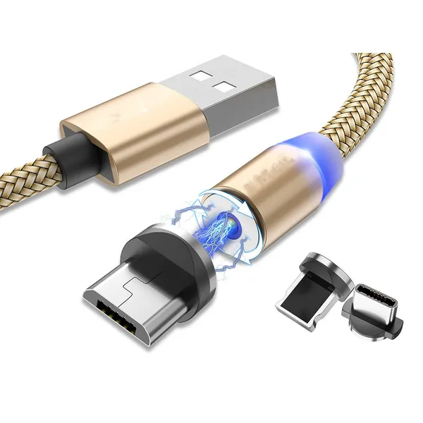 Mágneses töltőkábel 3in1 - Mikro USB, Type-C, Lightning - 1 méter