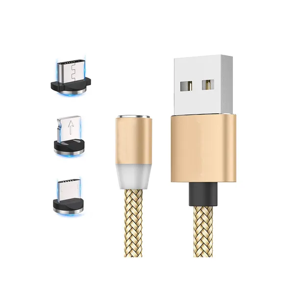 Mágneses töltőkábel 3in1 - Mikro USB, Type-C, Lightning - 1 méter