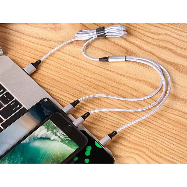 3 az 1-ben USB-kábel - Telefon töltéséhez Lightning, Micro USB és Type-C csatlakozókkal (1,2 m)