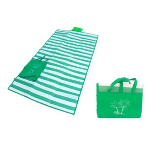 Vízálló strandszőnyeg beépített párnával, 175 cm x 90 cm, zöld