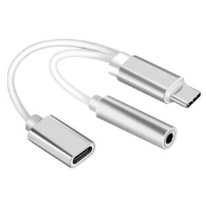 USB-C-3,5 mm audio jack és töltő adapter